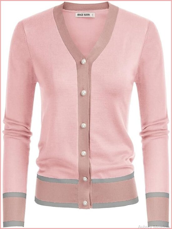Sweaters - Lightweight Cropped Cardigan Sweater V-Neck Long Sleeve Button Down